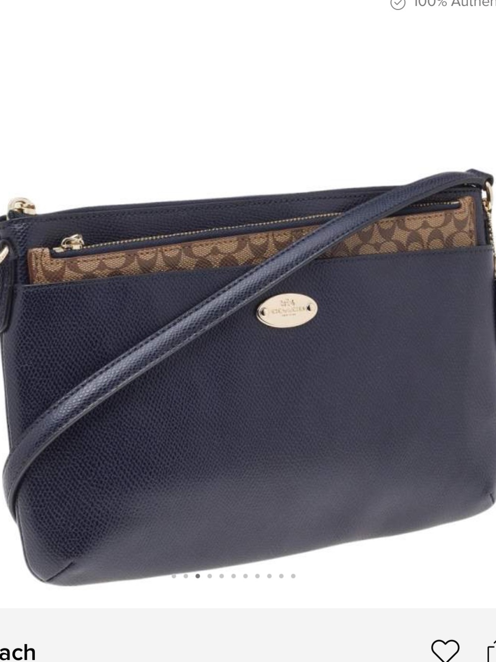 Coach Navy and Brown Signature Trim Crossbody Bag
